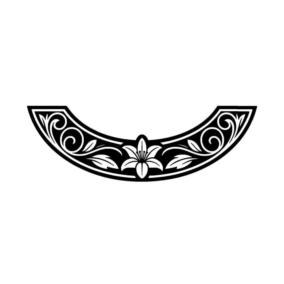 Elegant Floral Crescent Ornament, Vintage, Lily vector