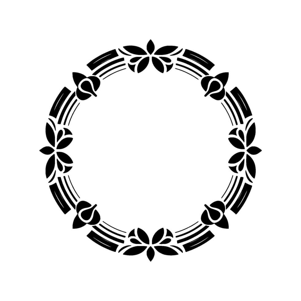 Geometric Floral Border, Minimalist, Circular Frame - Circle vector