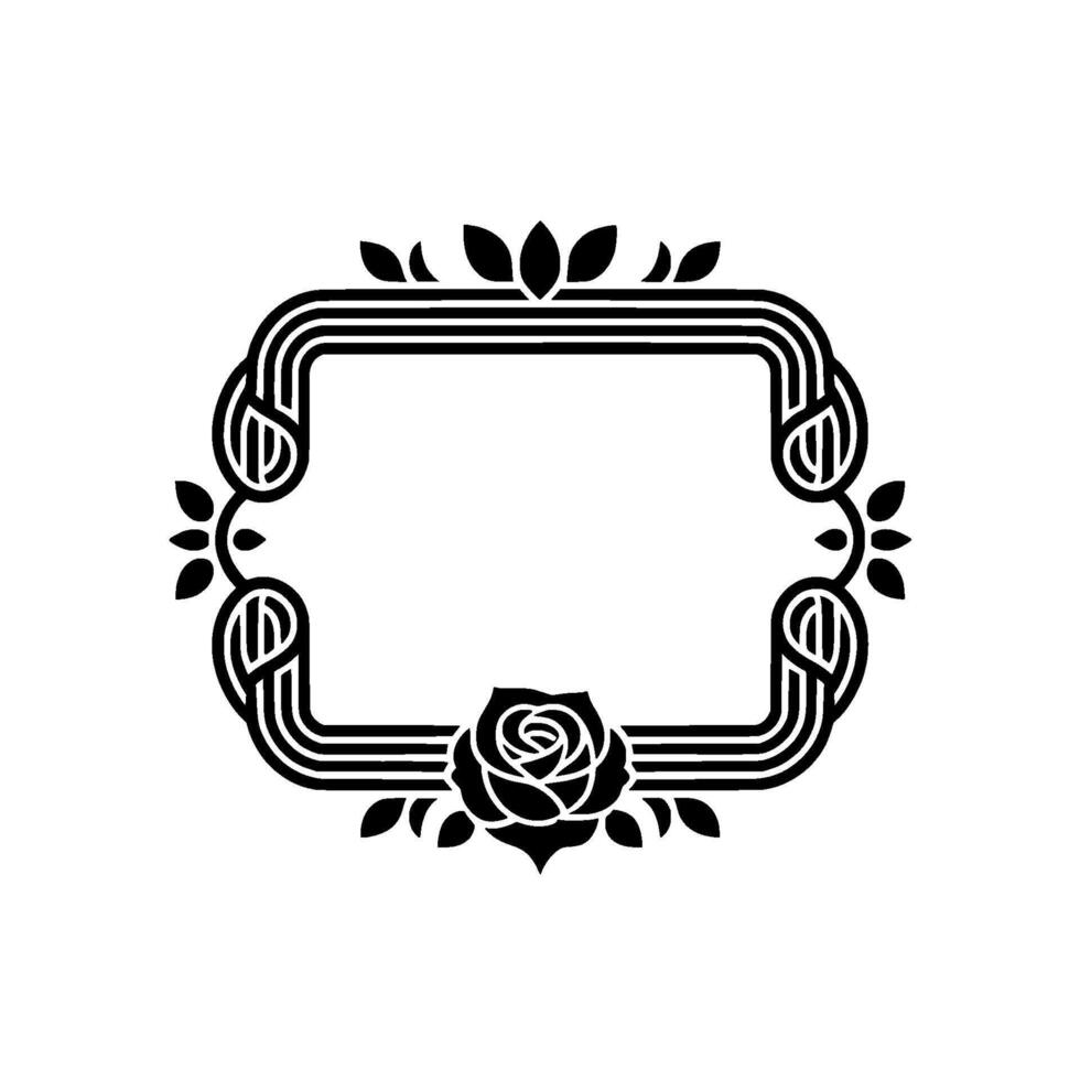 Art Deco Rose Frame, Elegant, Vintage Style vector