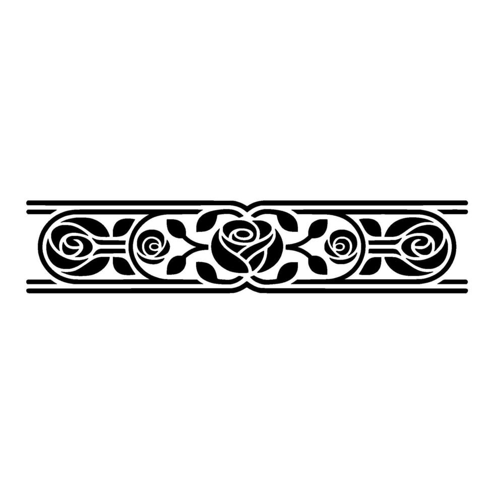 Elegant Black Floral Border, Vintage Element, - Ornamental, Swirls vector