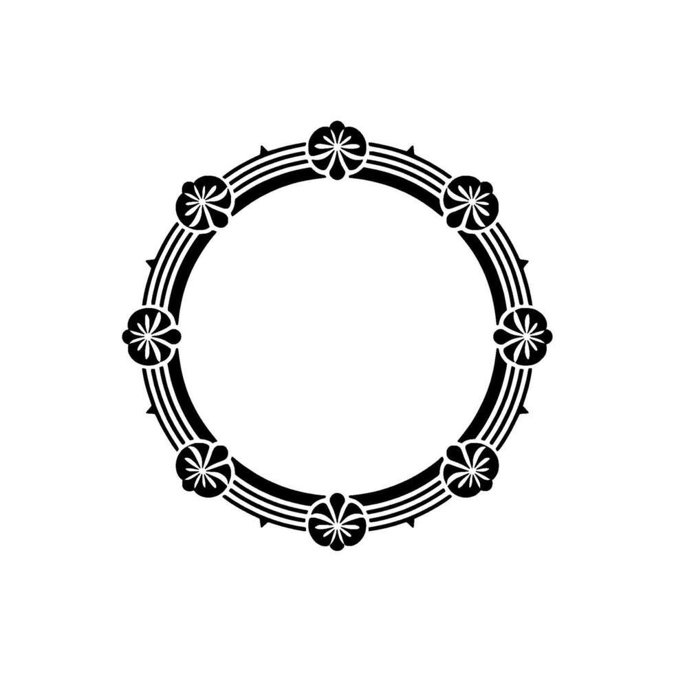 Geometric Japanese Circle Frame, Intricate Ornamental vector