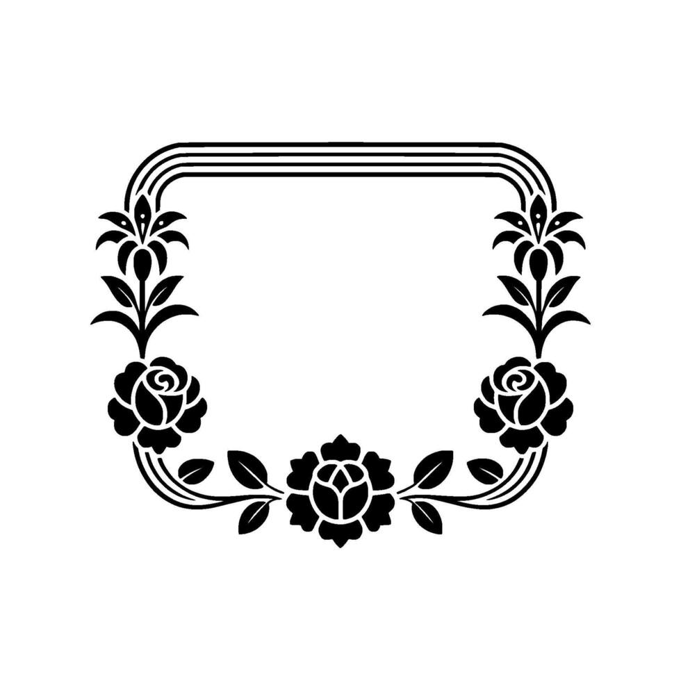 Elegant Floral Frame, Vintage, Decorative Border - Geometric vector
