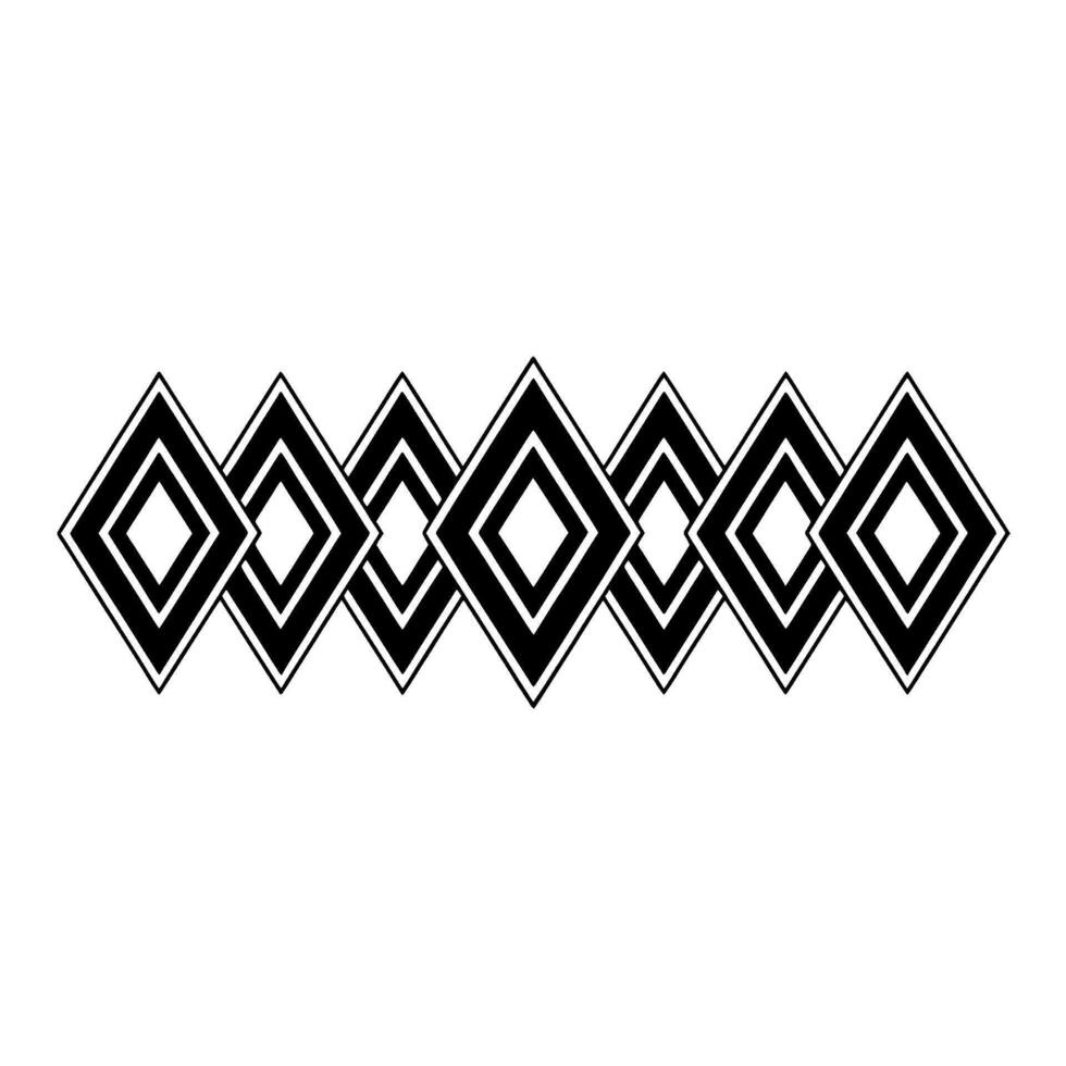 Geometric Deco Border, Interlocking Diamonds, Minimalist vector