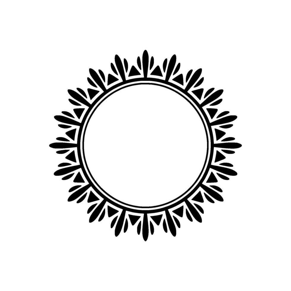 Stylized Circular Frame, Minimalist Black White vector