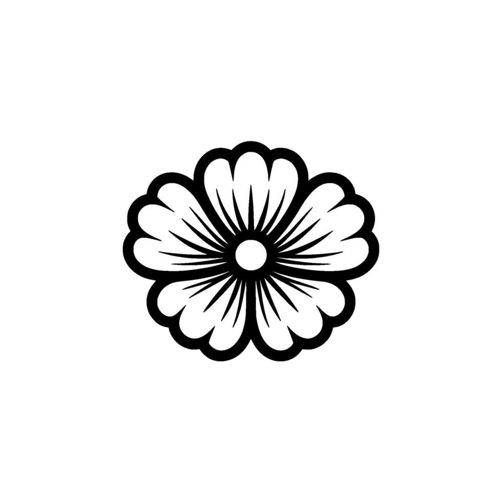 Elegant Black Blossom, Minimalist Floral vector