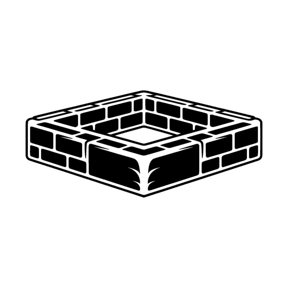 Geometric Brick Pit Minimalist Silhouette, Stark Contrast vector