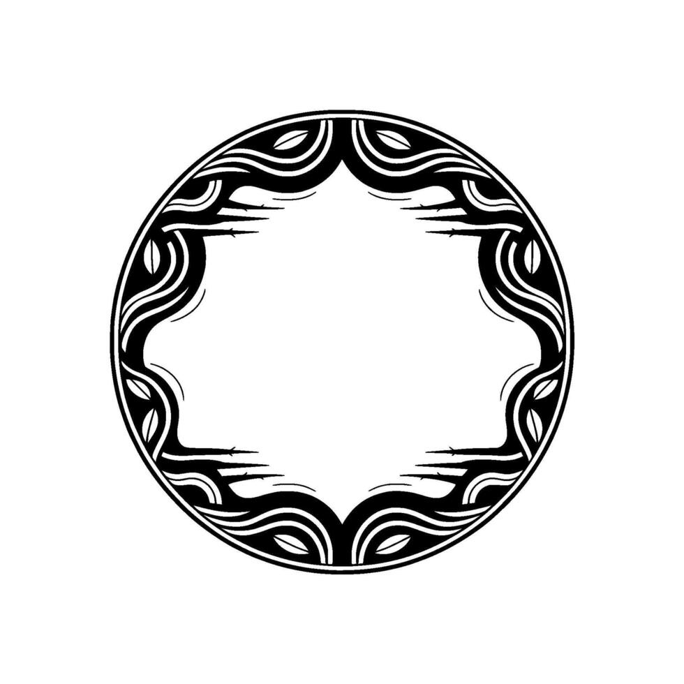 Stylized Tribal Ornament, Minimalist - Circular vector