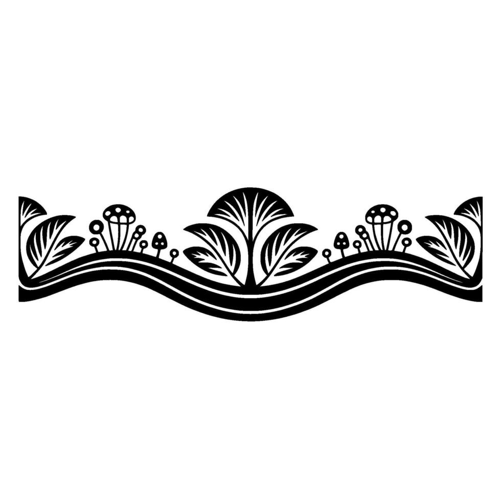 Stylized Botanical Border, Art Nouveau Inspired vector
