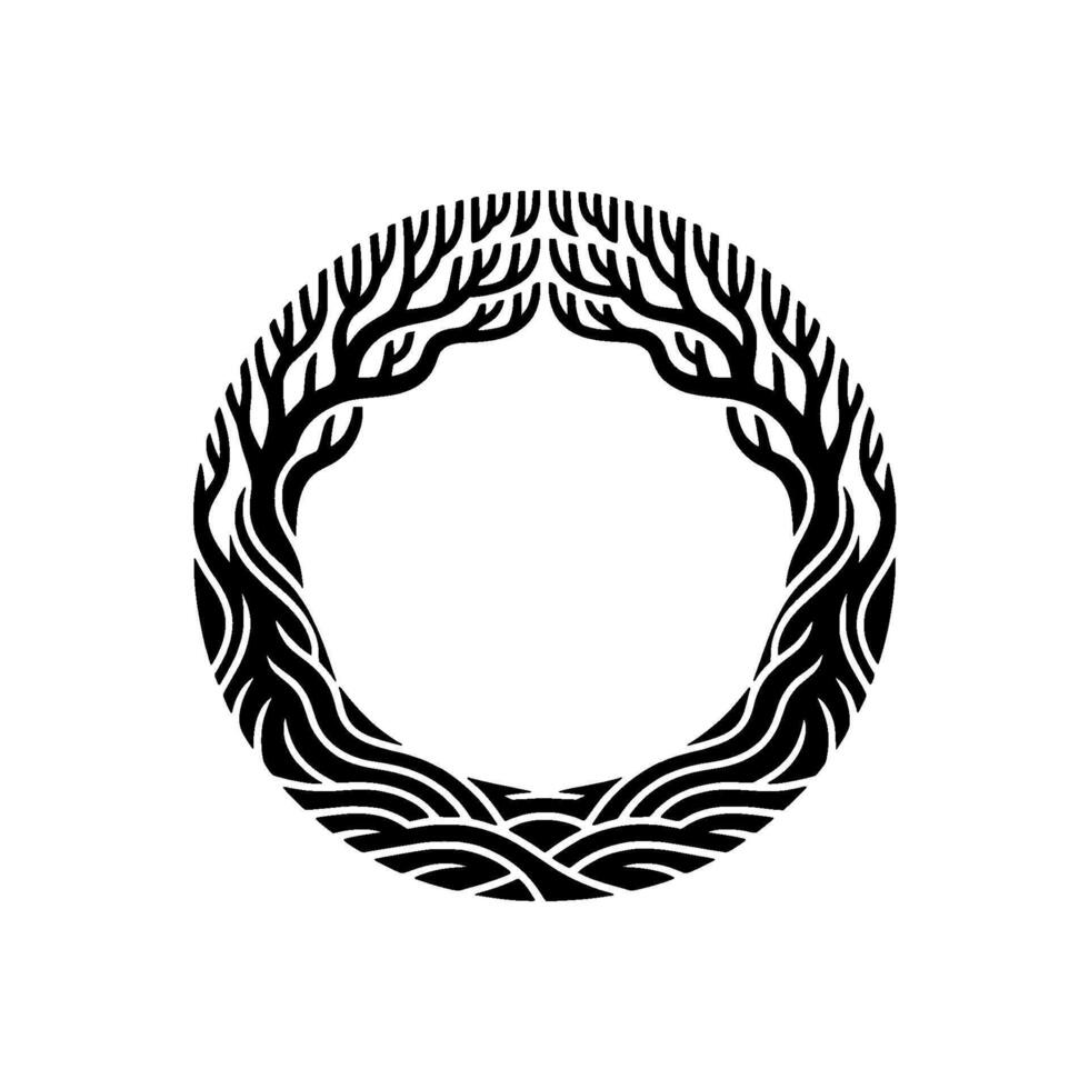 Circular Tree Emblem, Tribal, Symbolic Growth vector