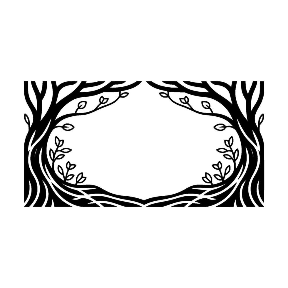 Intricate Branch Frame, Botanical Border, Vintage Illustration vector