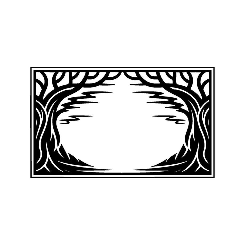 Stylized Tree Portal, Geometric Frame, Dark Silhouette vector
