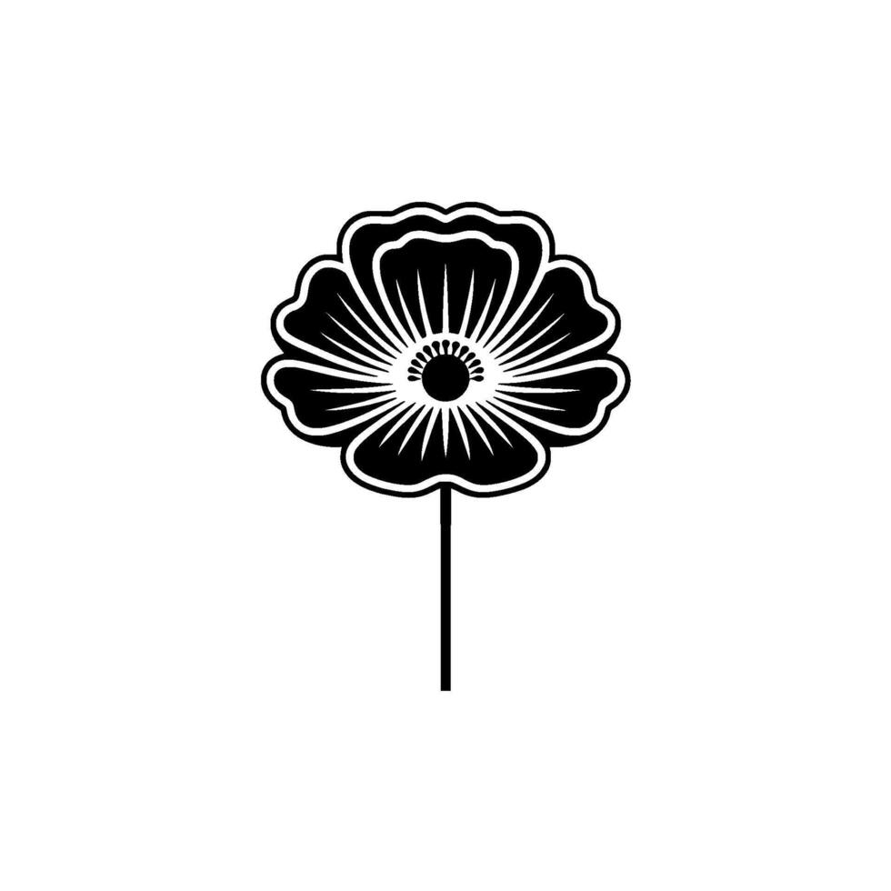 Minimalist Black Poppy Emblem, Elegant Floral, Flower vector