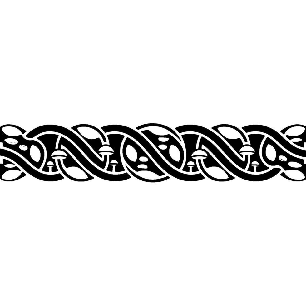 Stylized Celtic Border, Intricate Swirls, Vintage vector