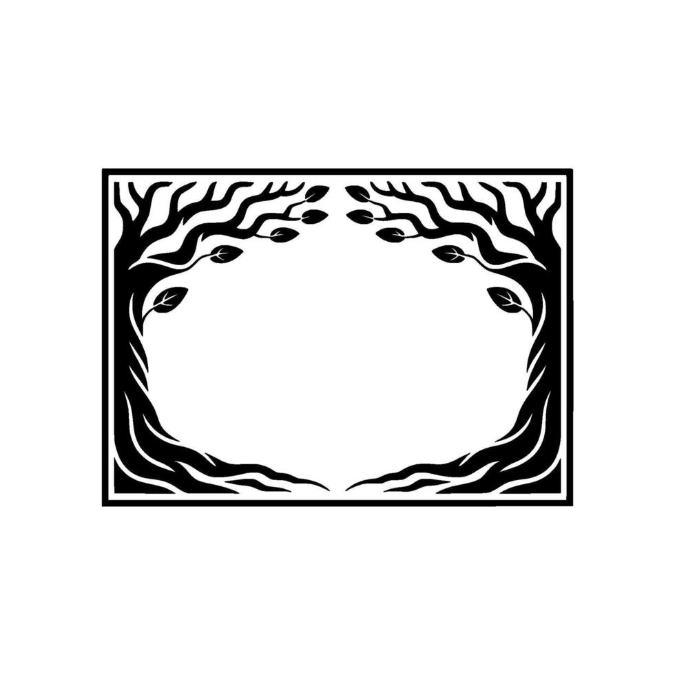 Stylized Tree Frame, Elegant Botanical Border, Minimalist vector