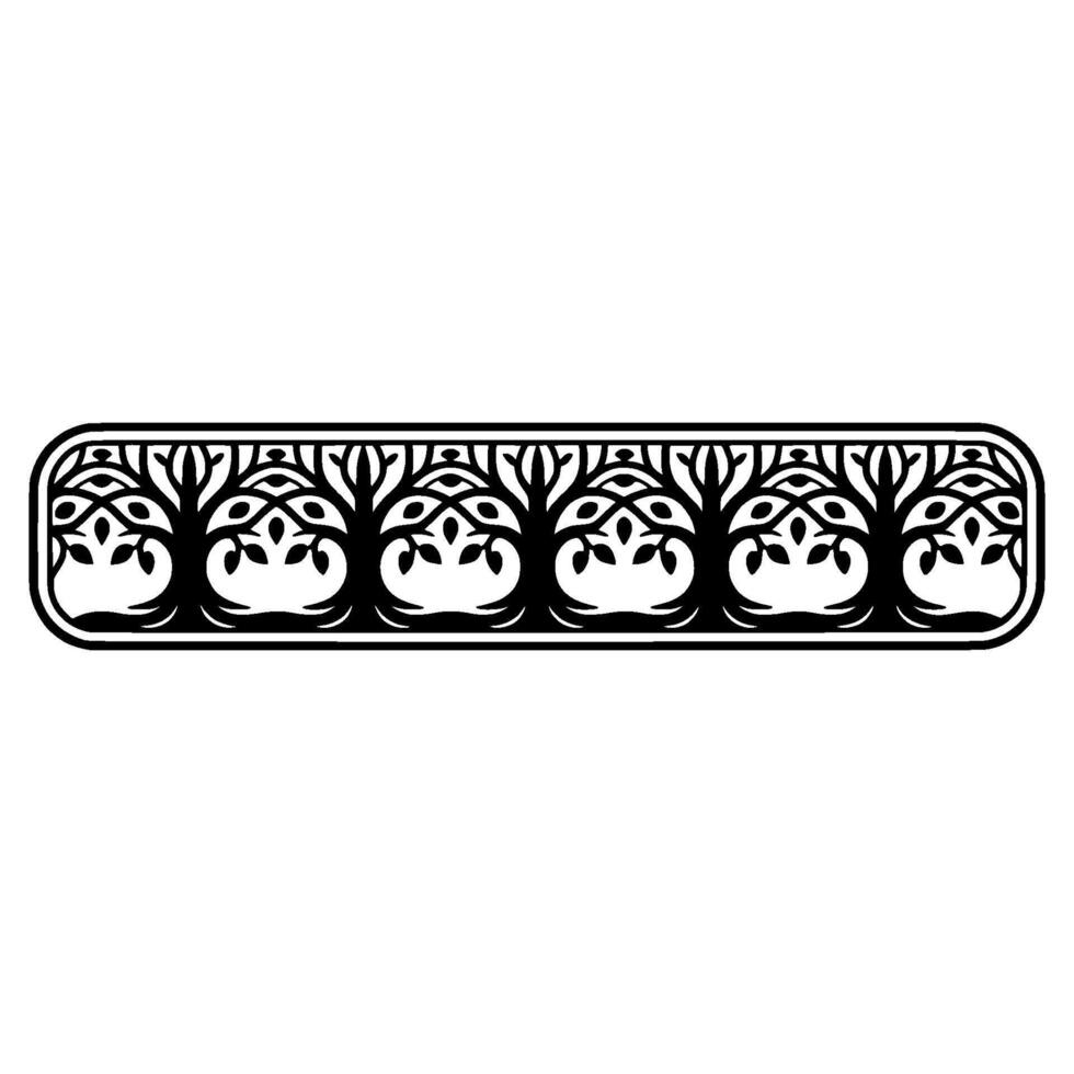 Stylized Tree Border, Vintage Decorative Element vector