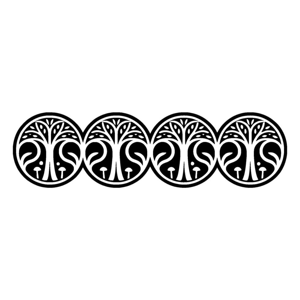 Art Nouveau Tree Border Elegant, Circular Motif vector