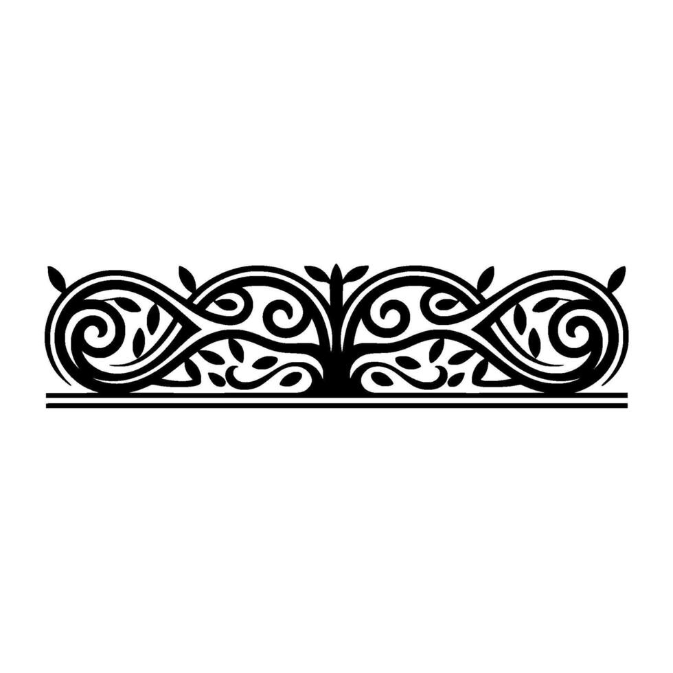 Elegant Black Floral Border, Vintage Element, - Heritage vector
