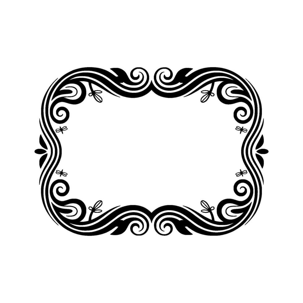 Elegant Black Swirl Frame, Vintage Decorative Border vector