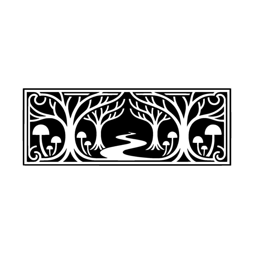 Stylized Forest Emblem, Mystical Woodland Illustration vector