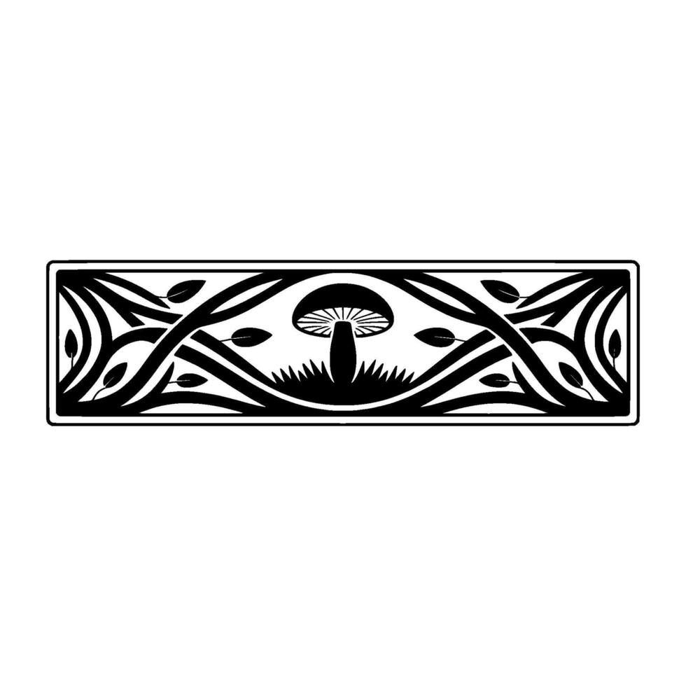 Stylized Mushroom Emblem, Organic Border vector