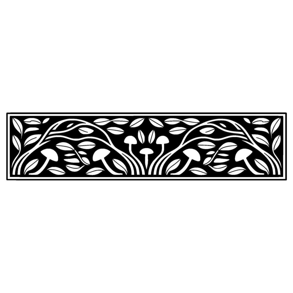 Stylized Mushroom Border, Art Nouveau Inspired, Botanical vector