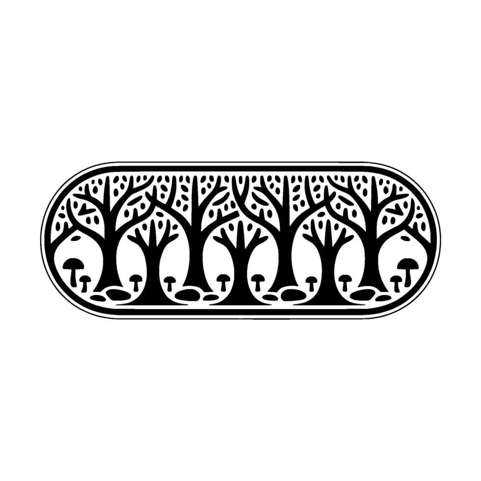 Enchanted Forest Emblem, Stylized Tree Line vector