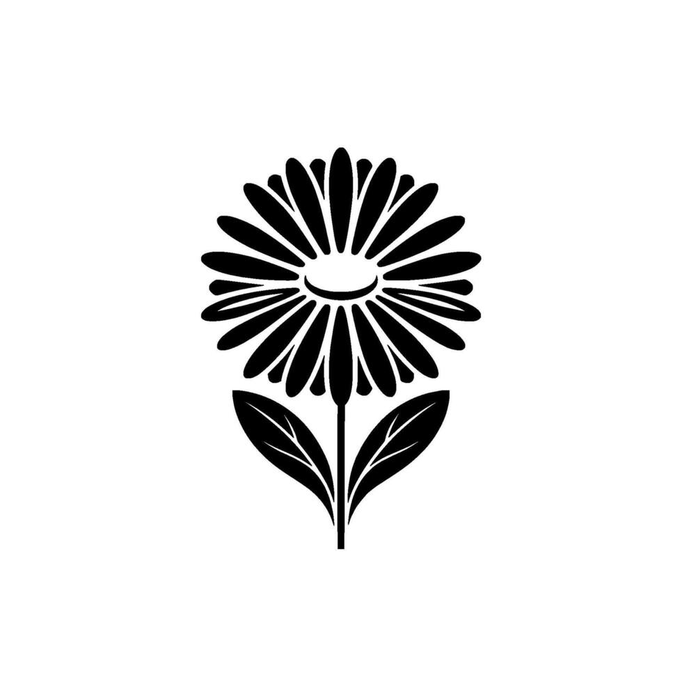 Minimalist Black Daisy Emblem, Simple Floral vector