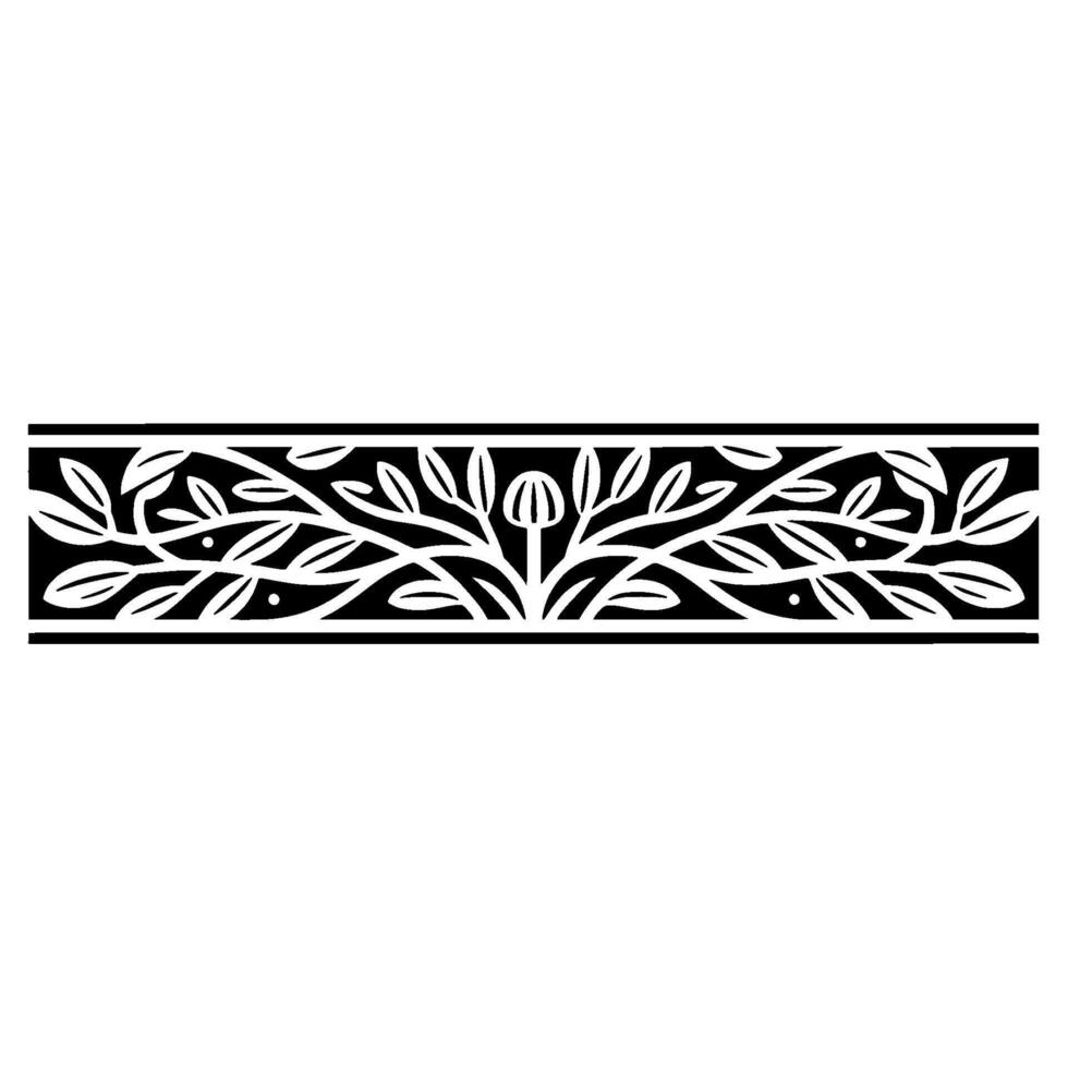Elegant Botanical Border, Vintage Style, Linear - Floral vector