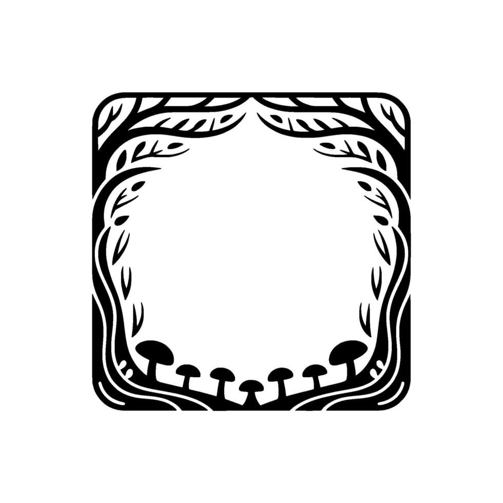Botanical Frame Mushroom Motif, Art Nouveau Elegance vector