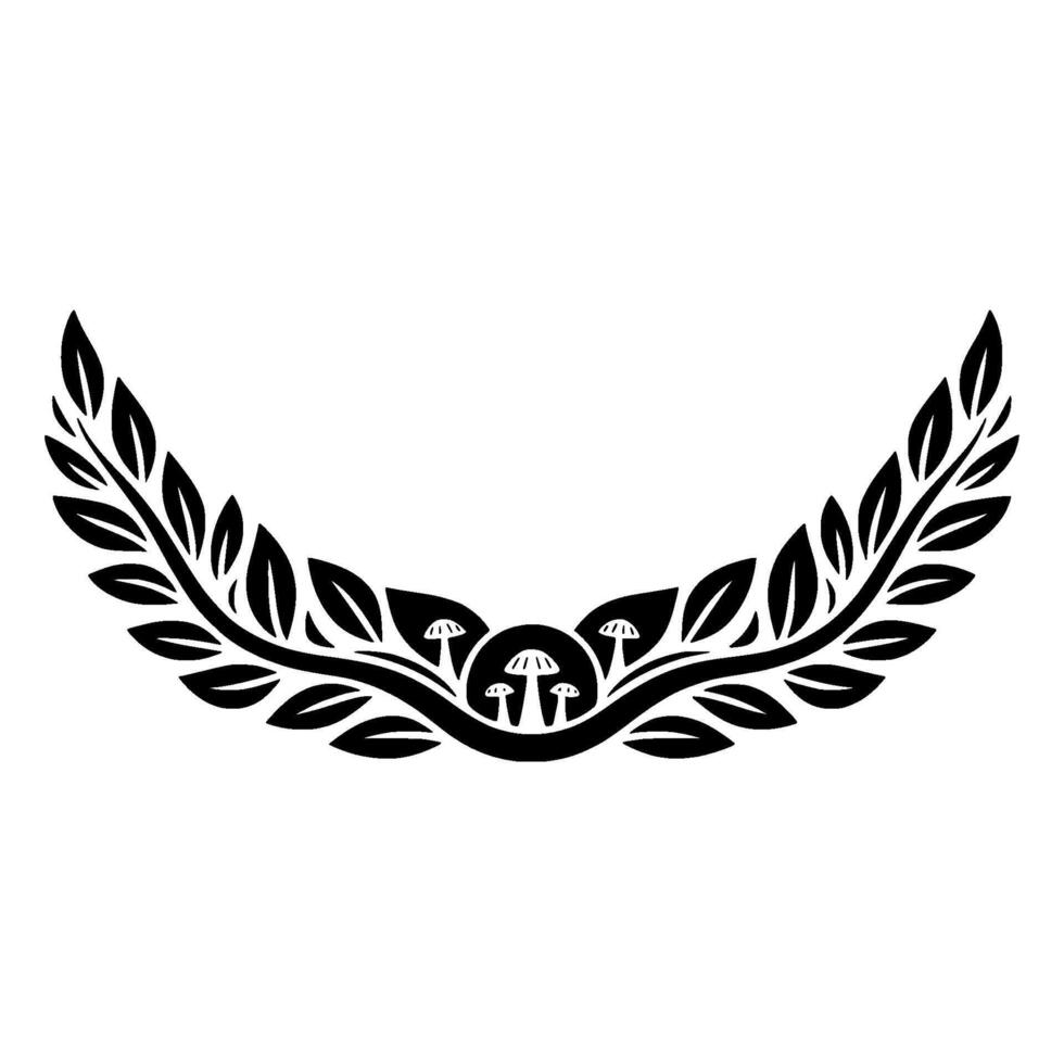 Mystical Forest Emblem Winged Foliage Mushroom Guardians vector