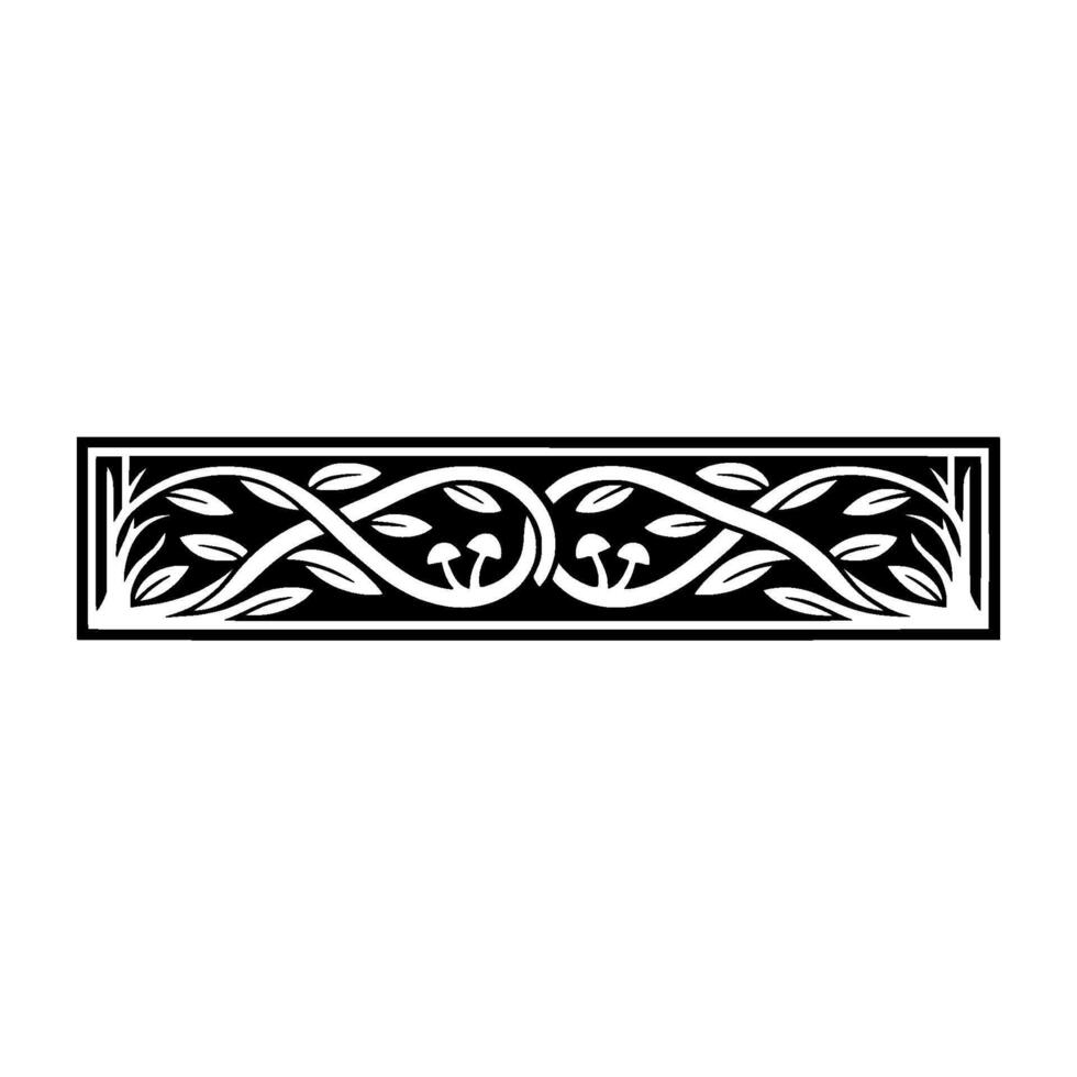 Elegant Black and White Botanical Border, Art Nouveau Inspired vector