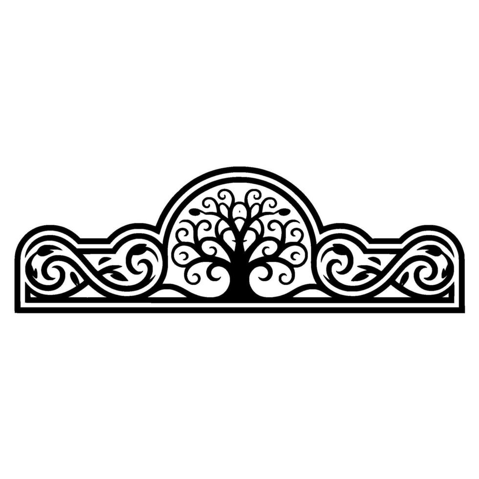 Ornate Black Tree Border, Vintage Decorative Element vector