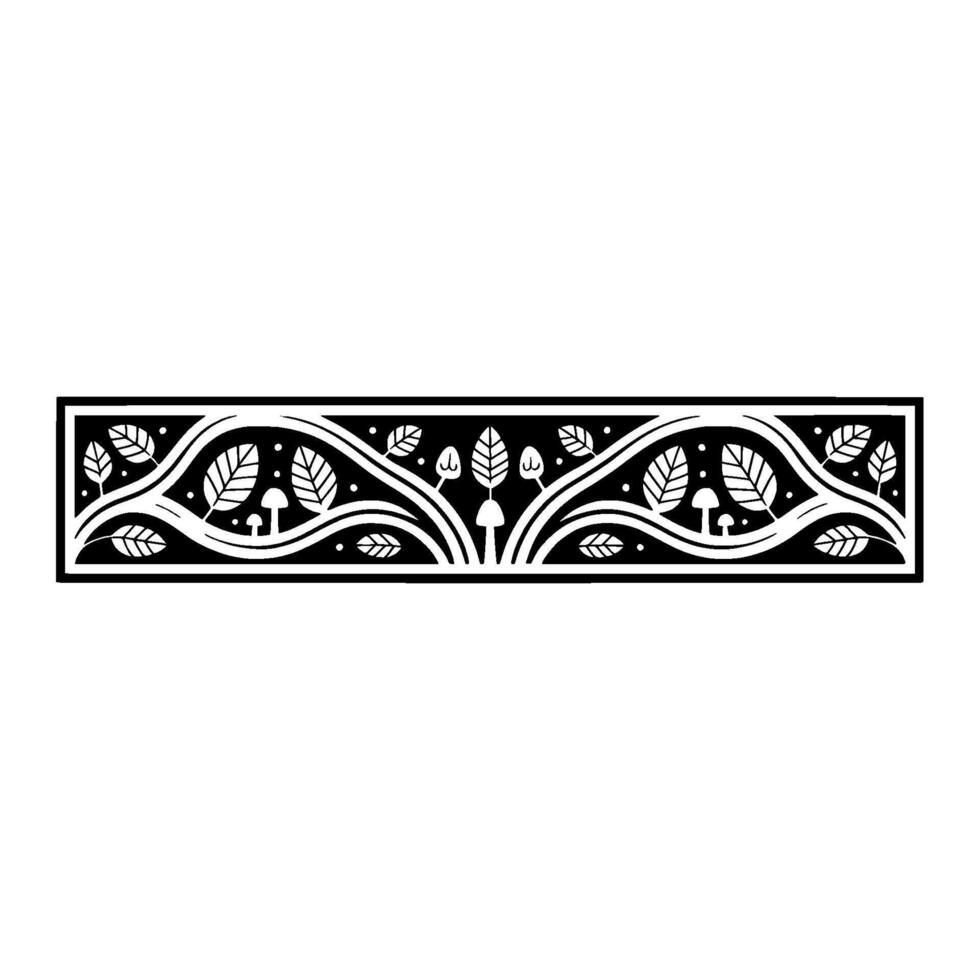 Stylized Forest Border, Black and White Botanical Illustration vector
