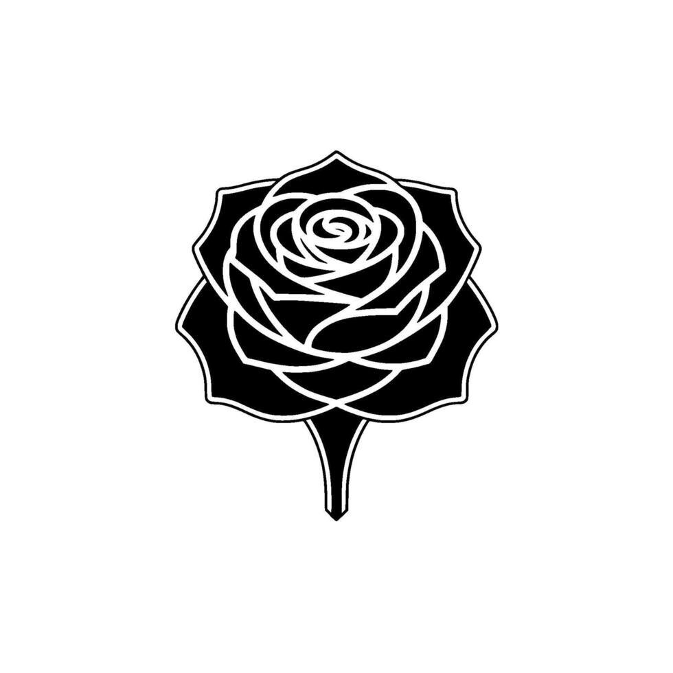 Intricate Black Rose Emblem, Minimalist Floral vector