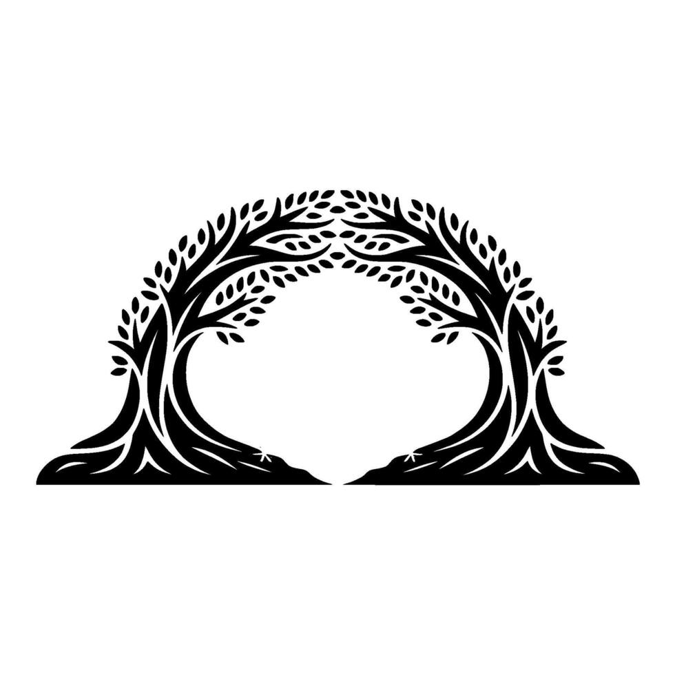 Enchanted Forest Portal, Winter Silhouette vector