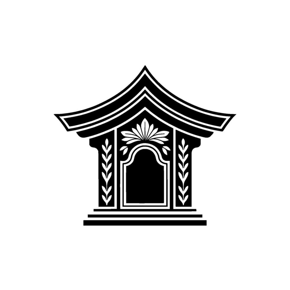 Elegant Asian Pavilion Silhouette, Minimalist - Architecture vector