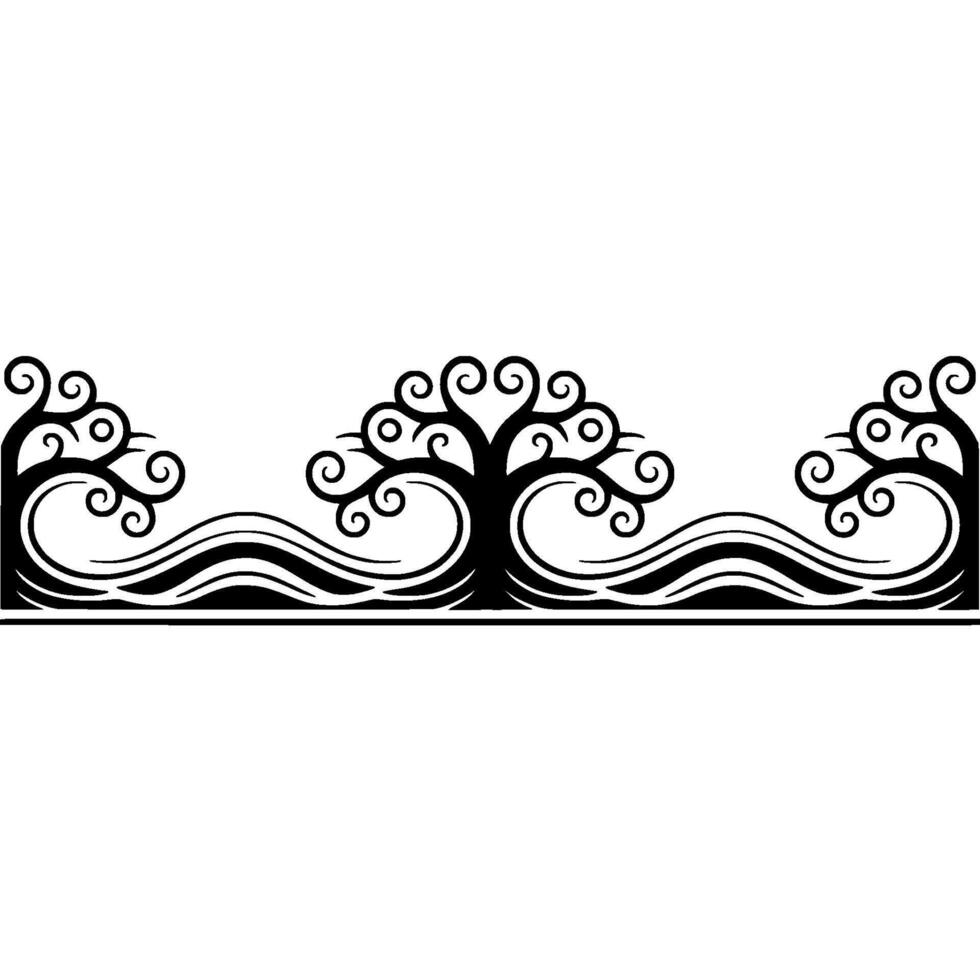 Elegant Wave Border, Vintage Botanical Illustration vector