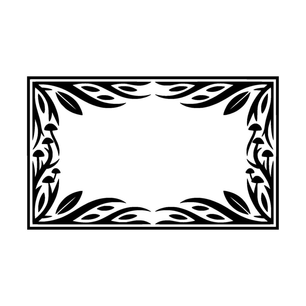 Intricate Black Botanical Frame, Minimalist vector