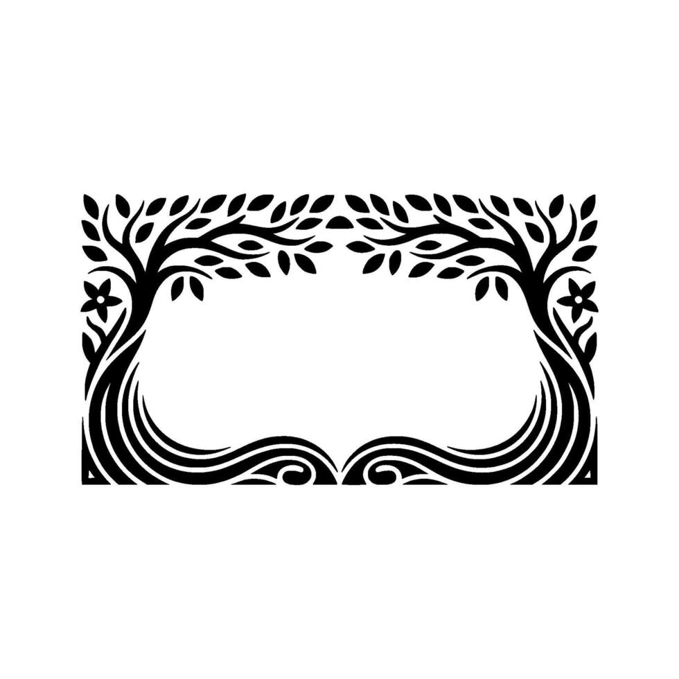 Elegant Botanical Frame, Vintage Style, Decorative Border, Branches vector