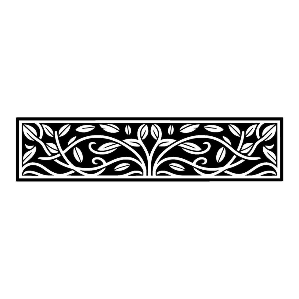 Elegant Botanical Border, Vintage Style, Blackandwhite - Floral vector