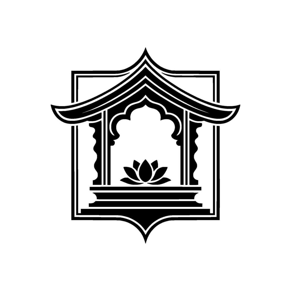 Serene Lotus Sanctuary Architectural Emblem of Peace vector