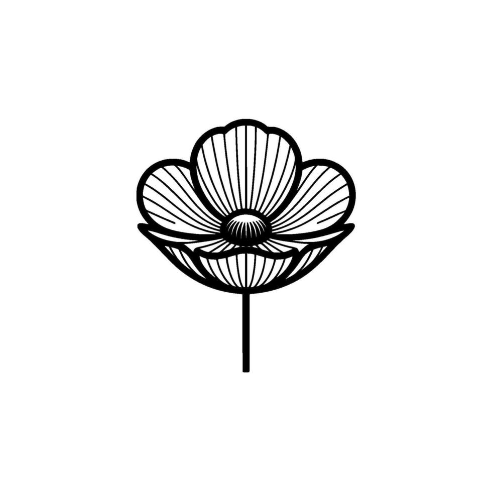 Minimalist Black Flower Emblem, Elegant Botanical, Lineart vector