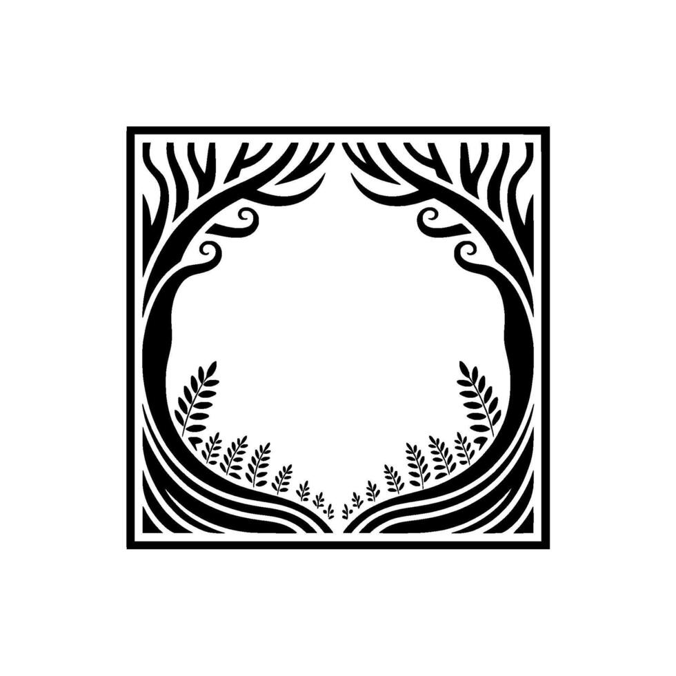 Stylized Tree Frame, Minimalist Botanical vector