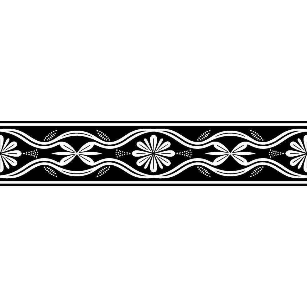 Elegant Black and Grey Floral Border, Vintage Style vector