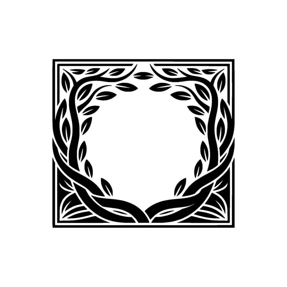 Geometric Branch Frame, Elegant Botanical vector