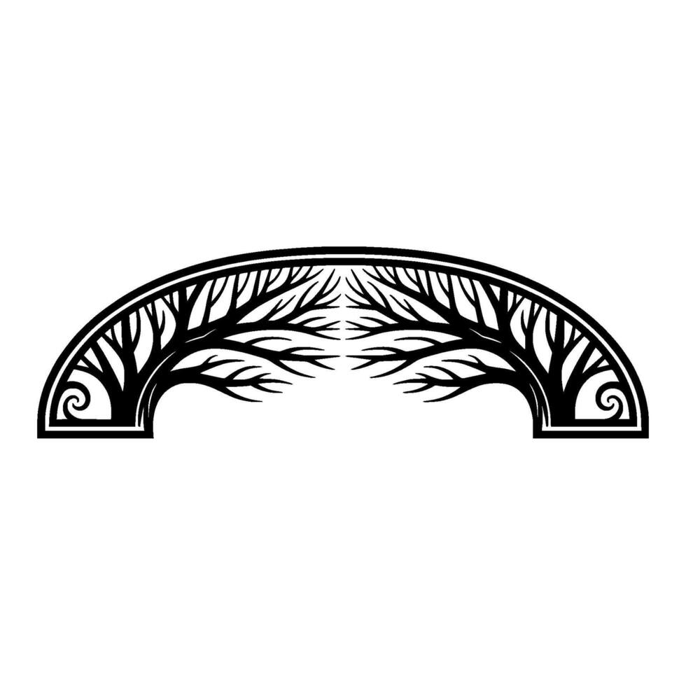 Symbolic Tree Arch Minimalist Black White vector