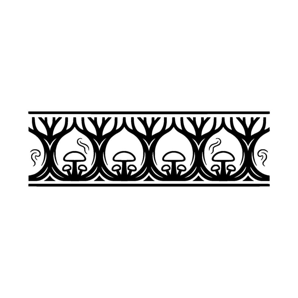 Art Nouveau Mushroom Border, Elegant Decorative Element, Floral vector