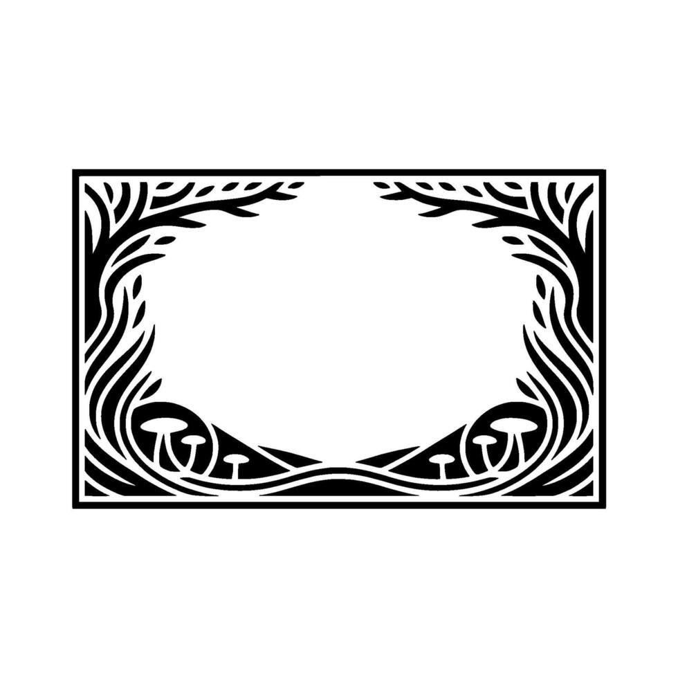 Art Nouveau Forest Frame, Elegant Botanical Border vector