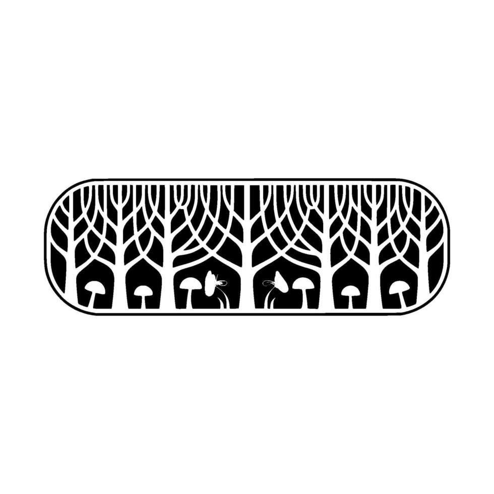 Intricate Mushroom Tree Illustration, Minimalist vector