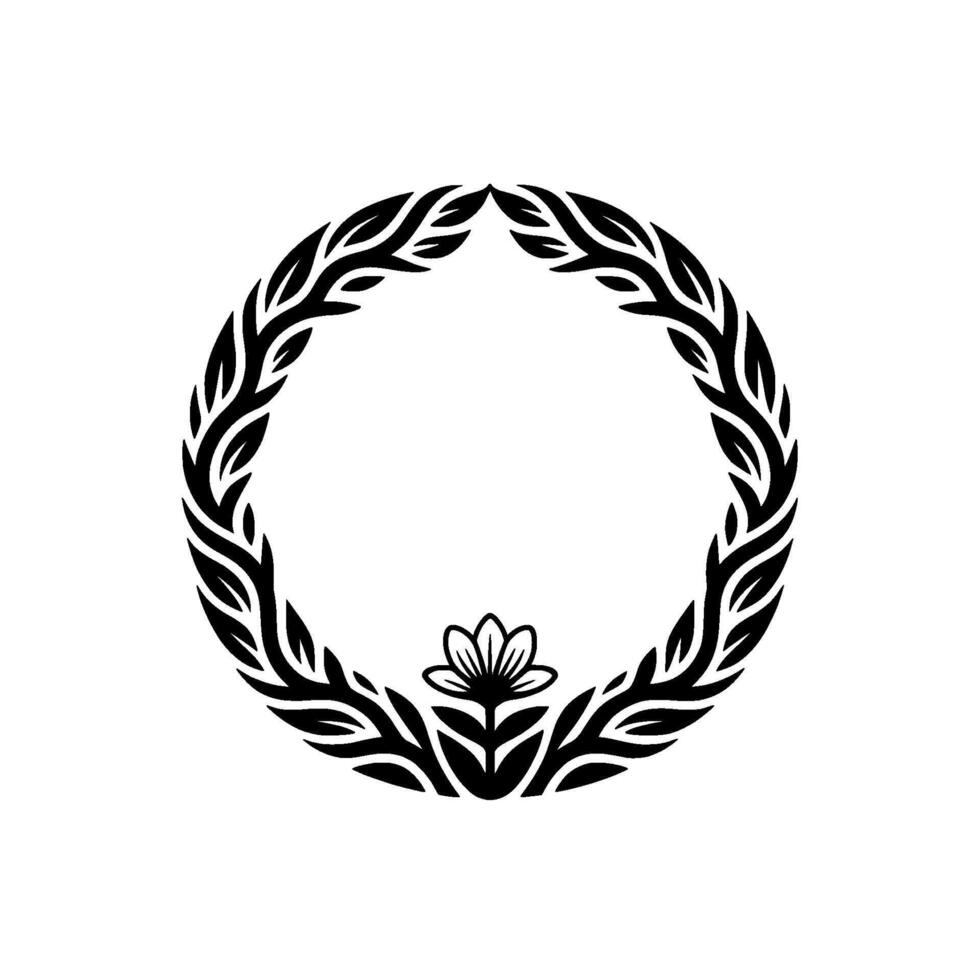 Elegant Floral Wreath, Minimalist, Symbolic Circle vector